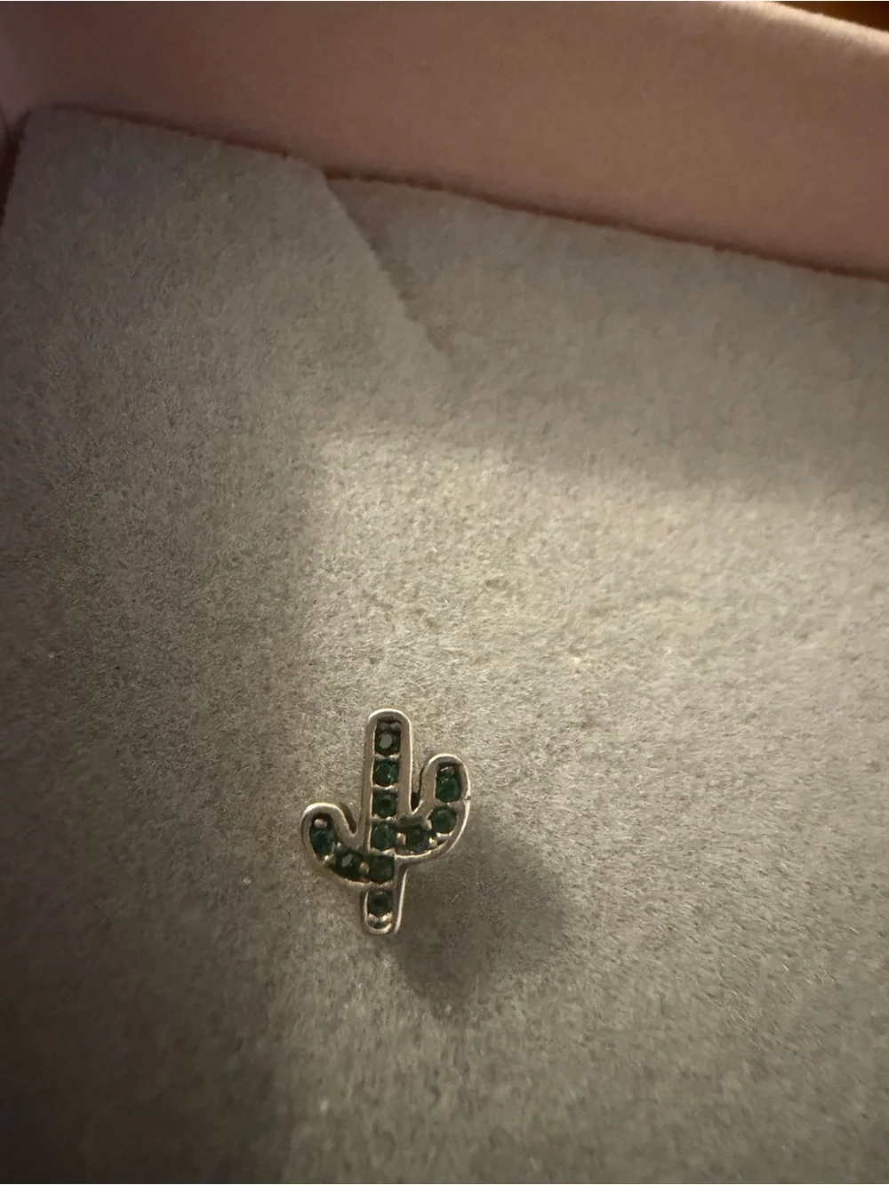 Tiny 925 Cactus Stud Earrings - Green and Gold - Picture 3 of 6